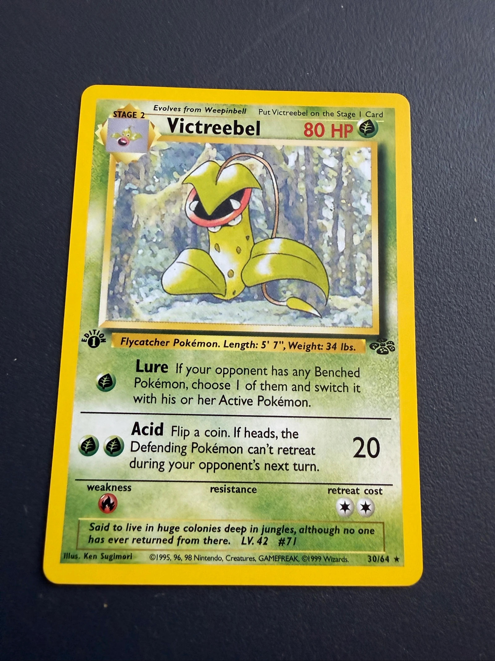 Carta Pokemon victreebel base set Jungle First Edition 